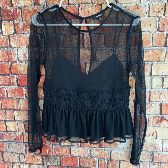 Express Tops - Black mesh top
